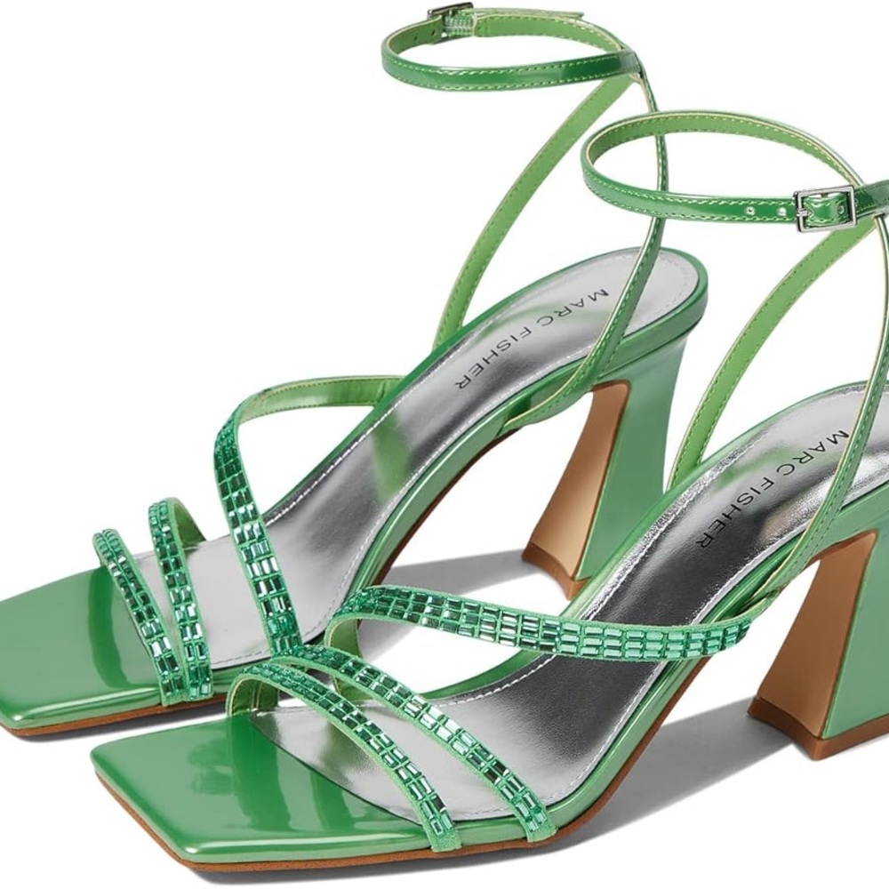 Marc Fisher Green Strappy Block Heel Sandals – Size 9.5
